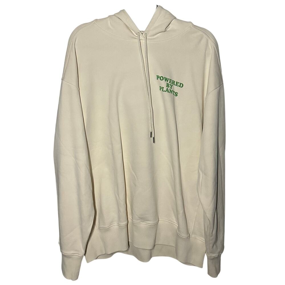 Stella McCartney Cream Powered by Plants Slogan Print Hoodie Sweatshirt Size XL - Picture 2 of 11